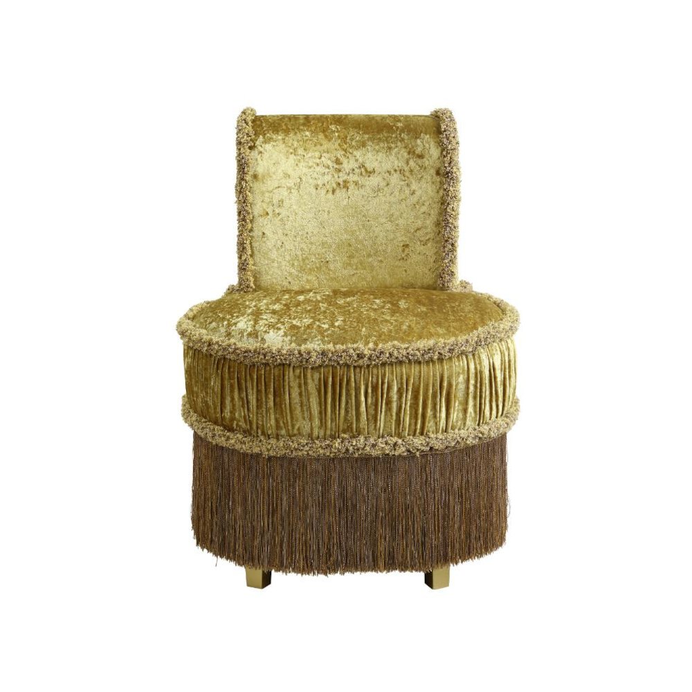 Bernadette Vanity Stool, Gold Velvet