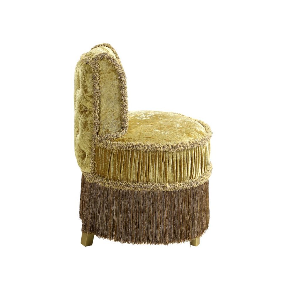 Bernadette Vanity Stool, Gold Velvet