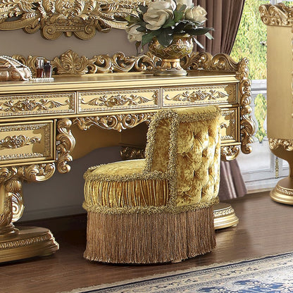 Bernadette Vanity Stool, Gold Velvet
