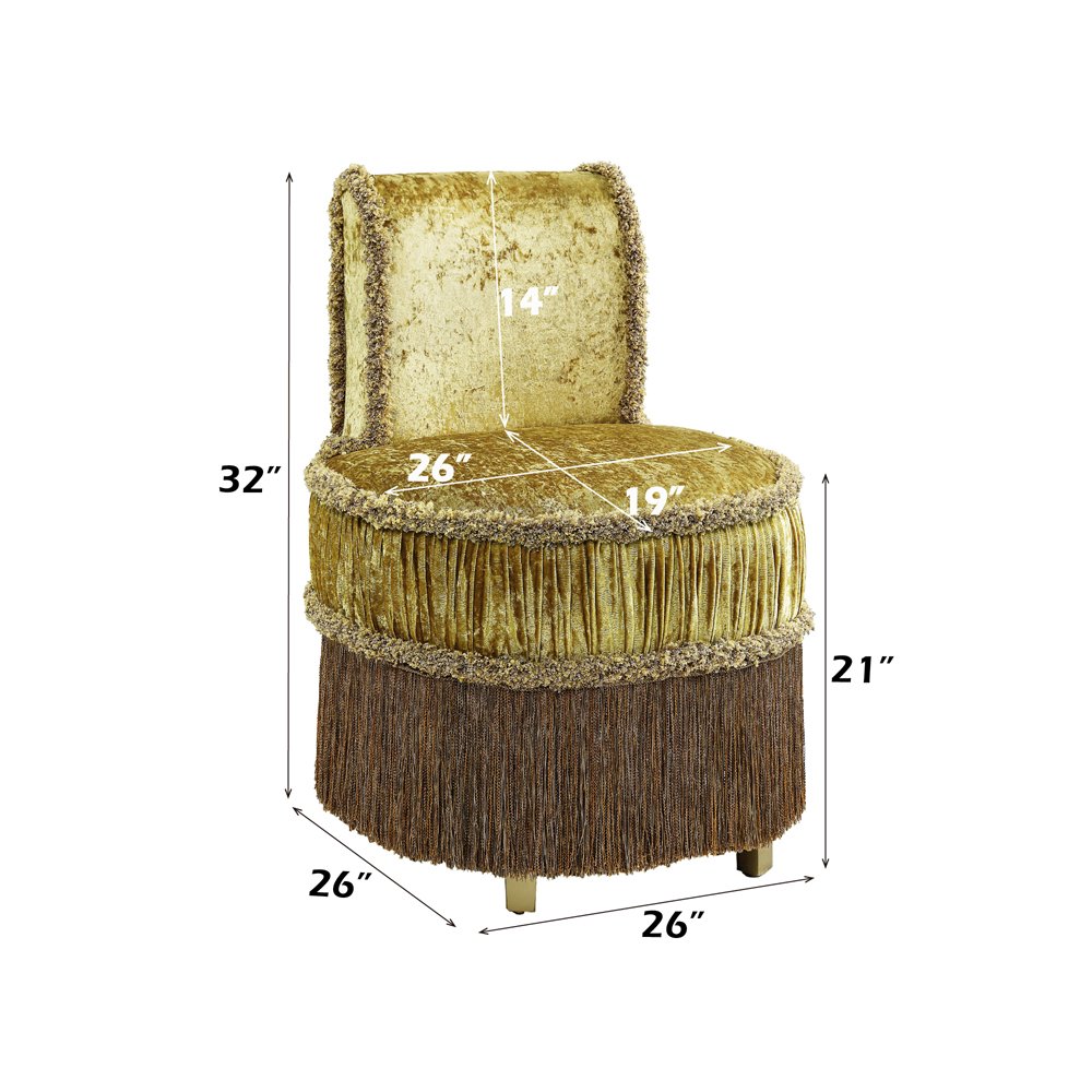 Bernadette Vanity Stool, Gold Velvet