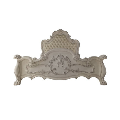 Dresden Eastern King Bed, Leatherette & Bone White