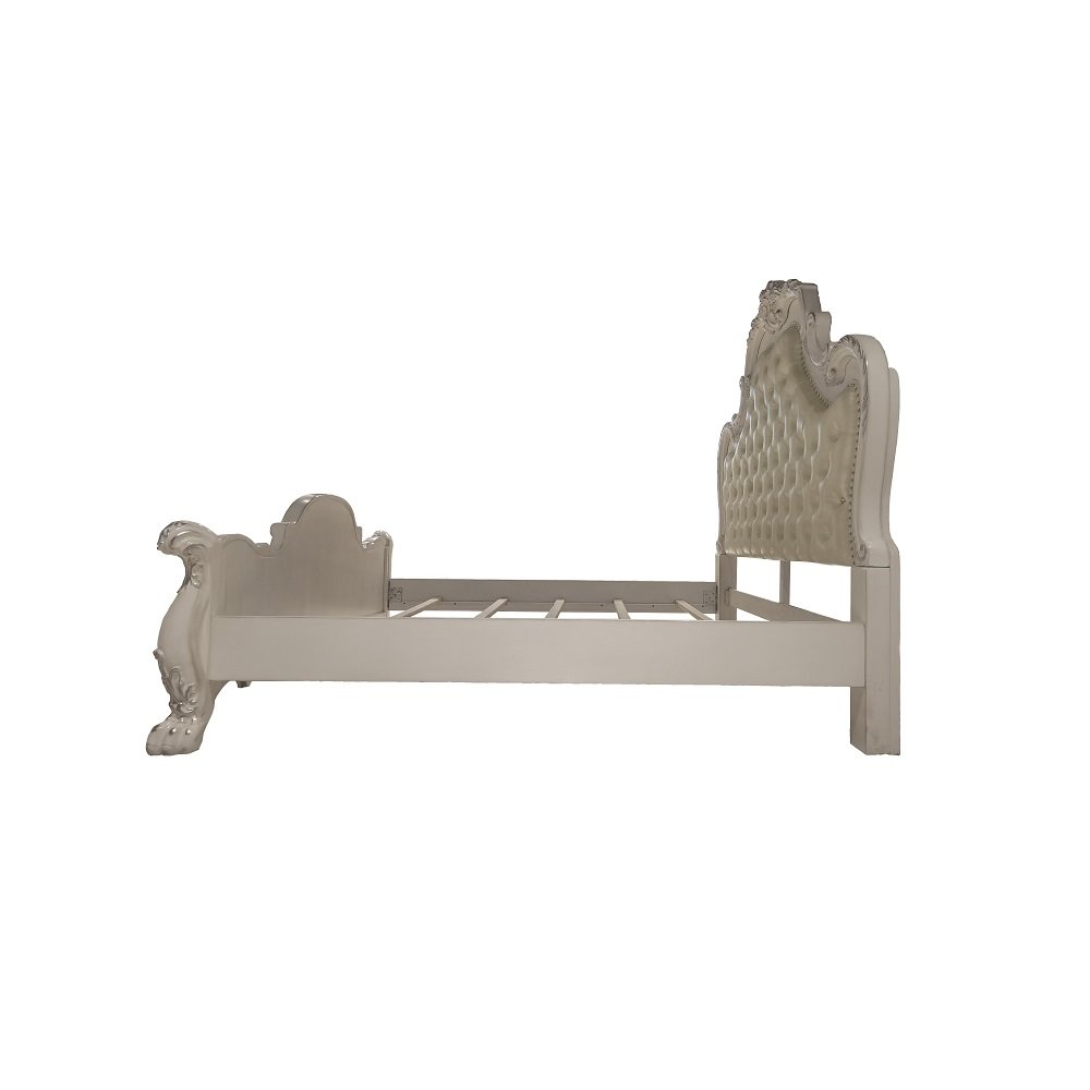 Dresden Eastern King Bed, Leatherette & Bone White