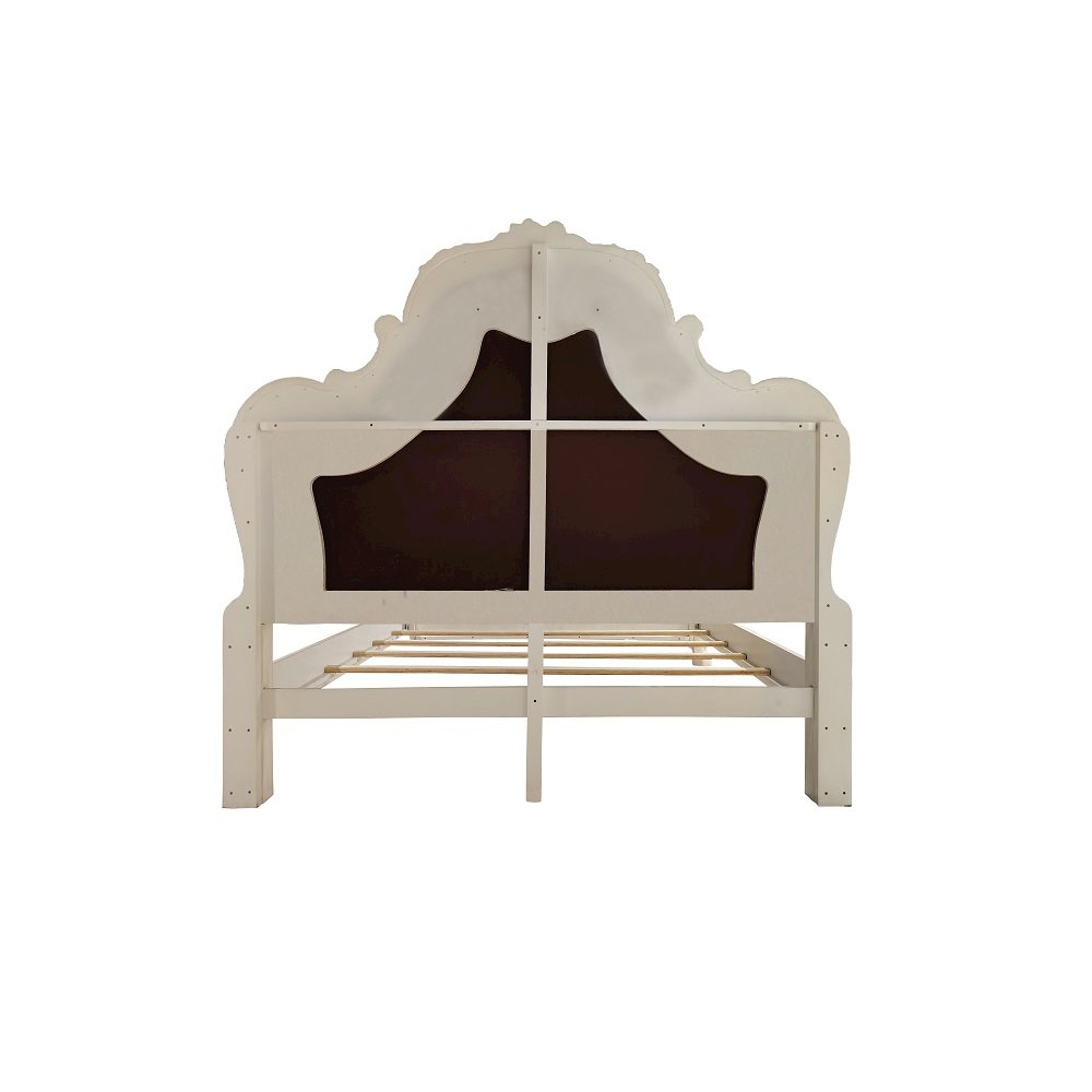 Dresden Eastern King Bed, Leatherette & Bone White