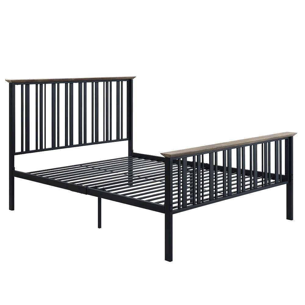 Zudora Full Bed, Antique Oak & Black