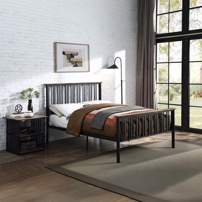Zudora Full Bed, Antique Oak & Black