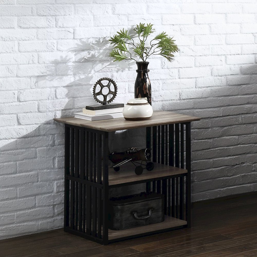 Zudora Nightstand, Antique Oak & Black