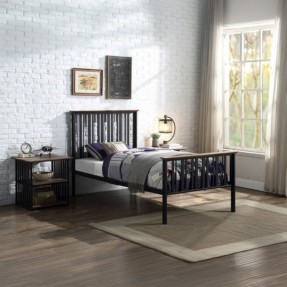 Zudora Nightstand, Antique Oak & Black