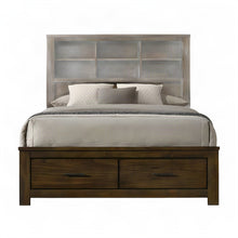 Queen Wood Platform Bed Frame with Headboard and Storage Drawers, Oak