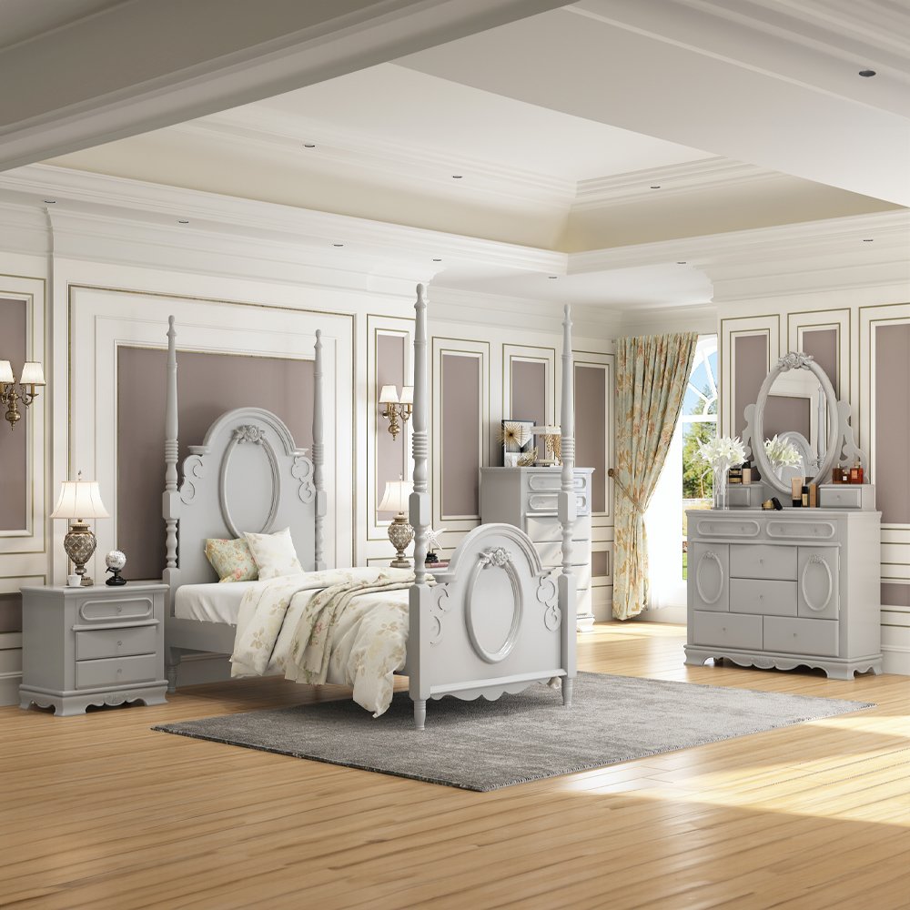 Flora Full Bed (Poster), Gray