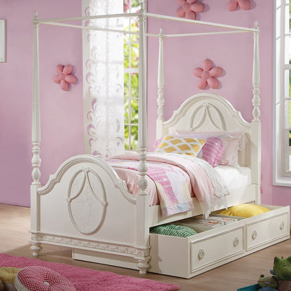 Dorothy Twin Bed (Wooden Poster), Ivory