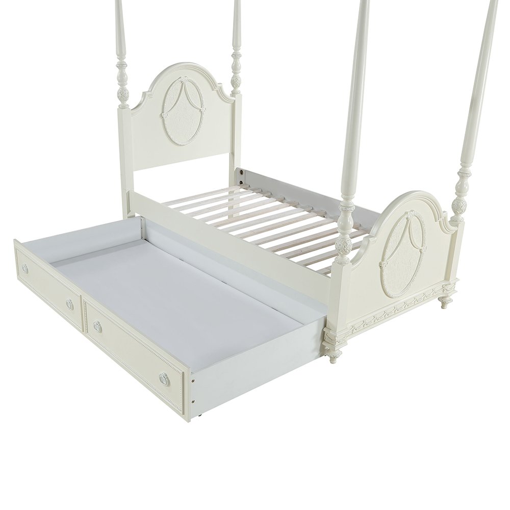 Dorothy Twin Bed (Wooden Poster), Ivory