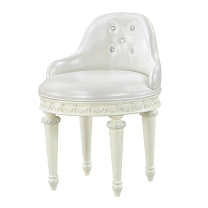 Dorothy Chair w/Swivel, Pearl White Leatherette & Ivory