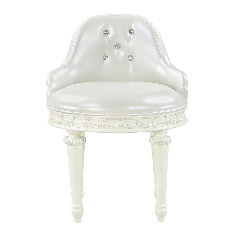 Dorothy Chair w/Swivel, Pearl White Leatherette & Ivory