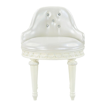 Dorothy Chair w/Swivel, Pearl White Leatherette & Ivory