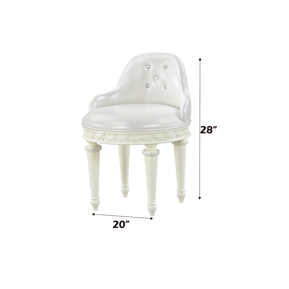 Dorothy Chair w/Swivel, Pearl White Leatherette & Ivory