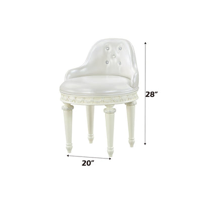 Dorothy Chair w/Swivel, Pearl White Leatherette & Ivory