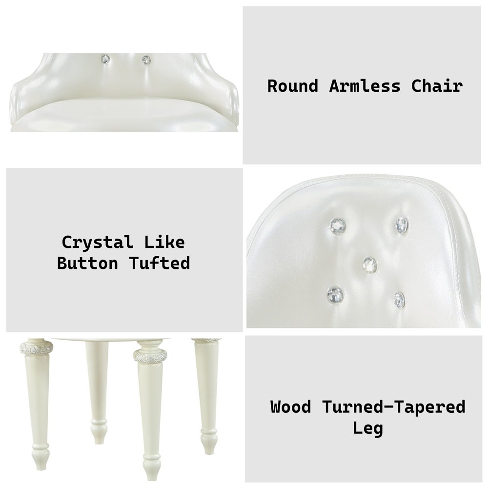 Dorothy Chair w/Swivel, Pearl White Leatherette & Ivory