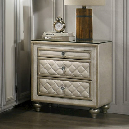 Lucienne Nightstand, Beige Velvet