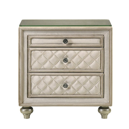 Lucienne Nightstand, Beige Velvet