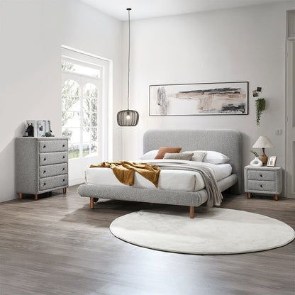 Cleo Eastern King Bed, Gray Boucle