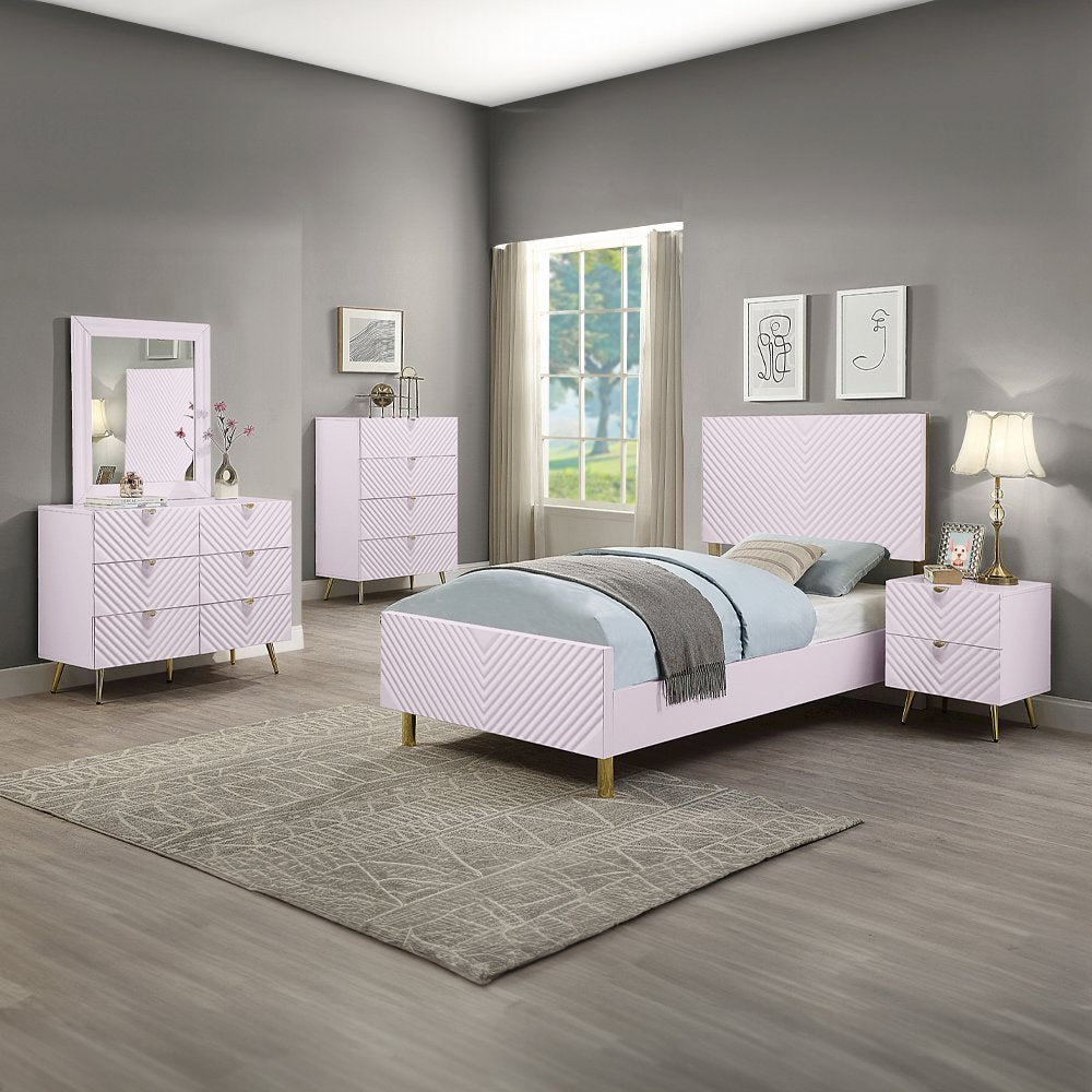 Gaines Full Bed, Pink High Gloss