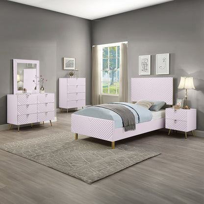 Gaines Full Bed, Pink High Gloss