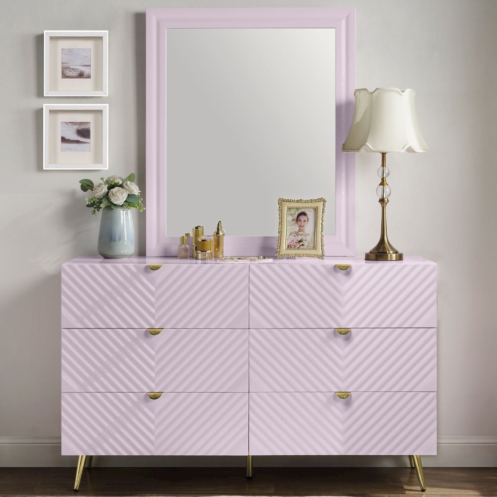 Gaines Mirror, Pink High Gloss