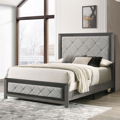 Jehoram Queen Bed, Gray Linen & Gray