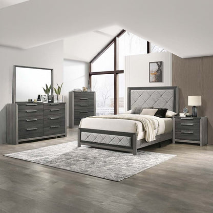 Jehoram Queen Bed, Gray Linen & Gray