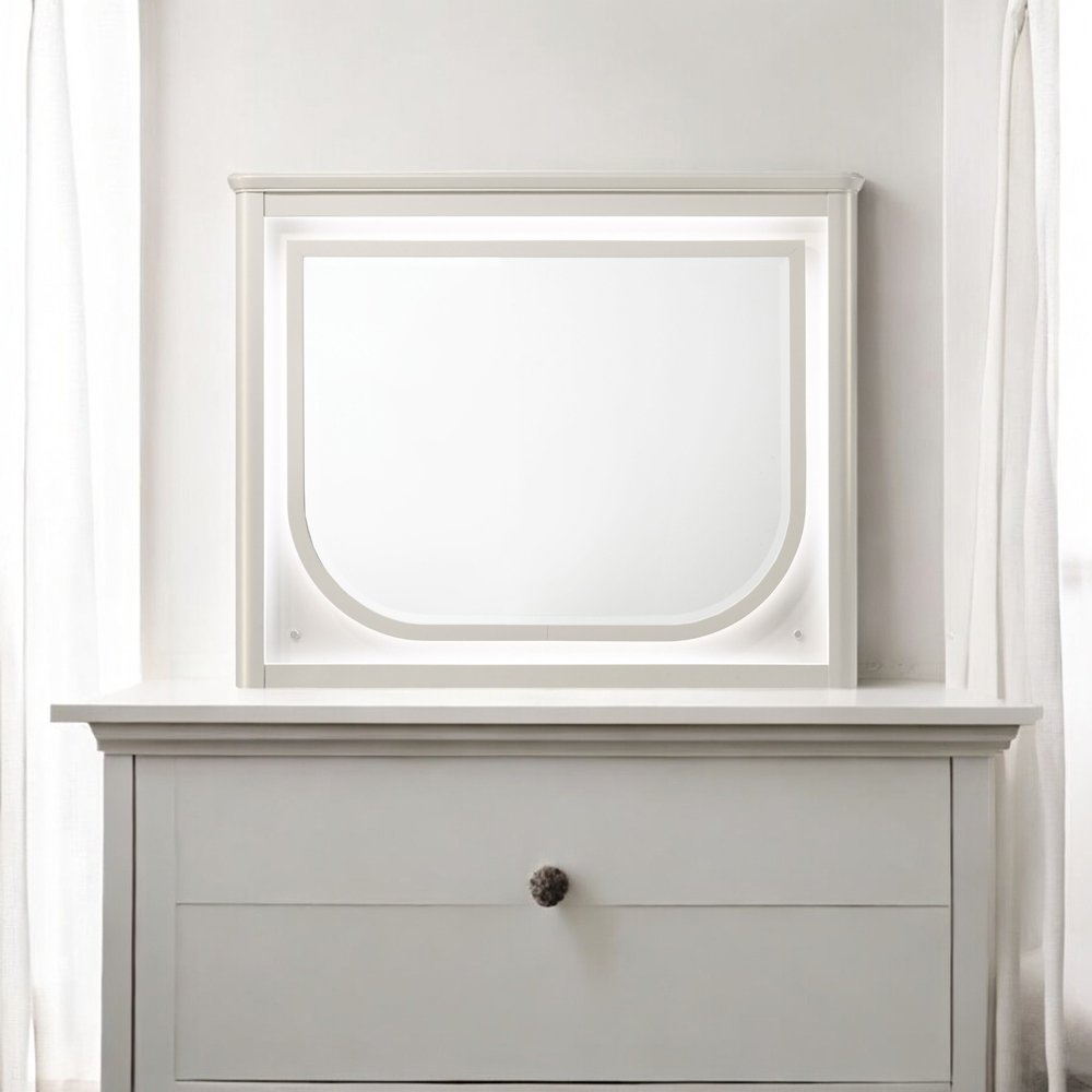 Laveda Mirror w/LED, Pearl White
