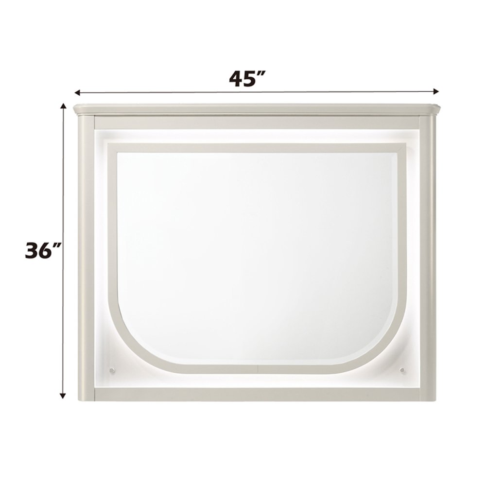 Laveda Mirror w/LED, Pearl White