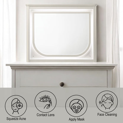 Laveda Mirror w/LED, Pearl White