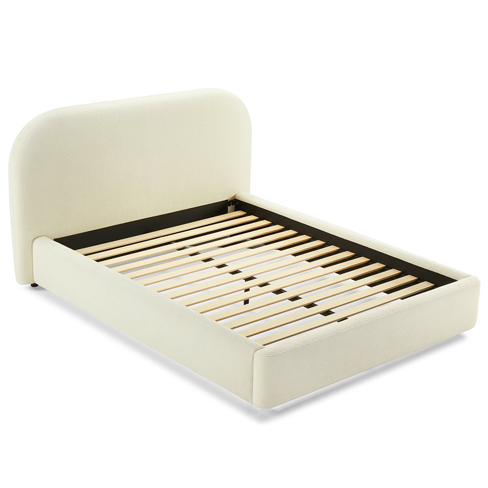 Arden Queen Bed, Beige Chenille