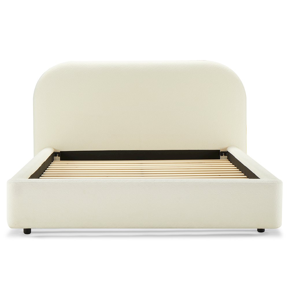 Arden Queen Bed, Beige Chenille