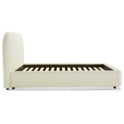 Arden Queen Bed, Beige Chenille