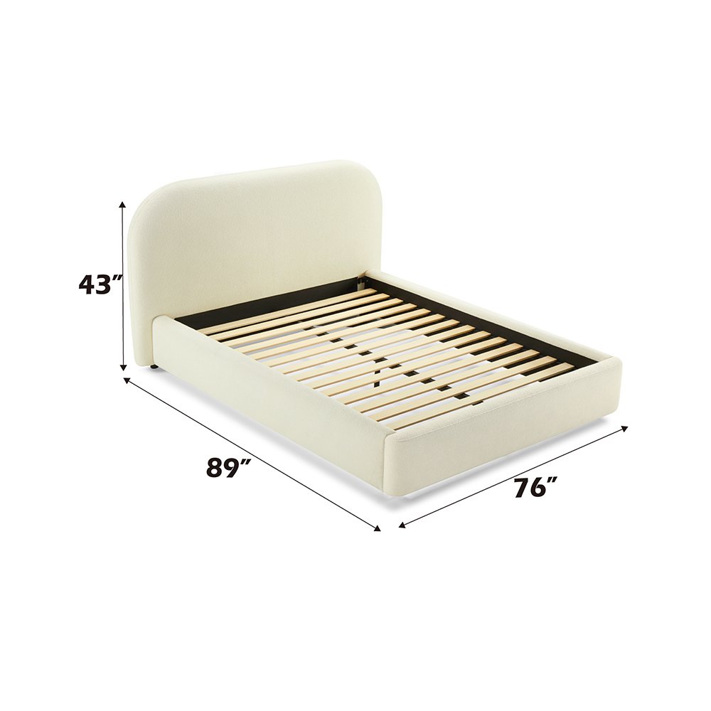 Arden Queen Bed, Beige Chenille