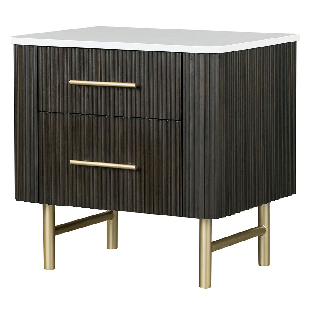 Clayten Nightstand w/Marble Top, Engineering Natural Marble Top & Espresso