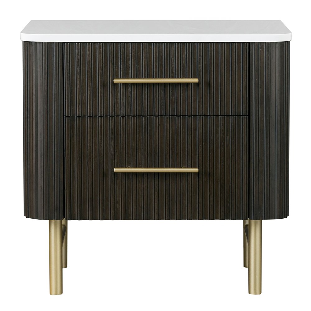 Clayten Nightstand w/Marble Top, Engineering Natural Marble Top & Espresso