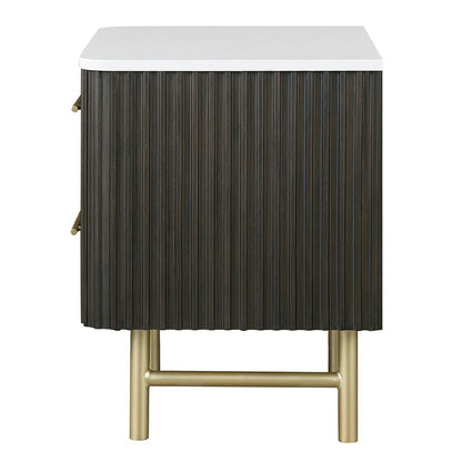 Clayten Nightstand w/Marble Top, Engineering Natural Marble Top & Espresso