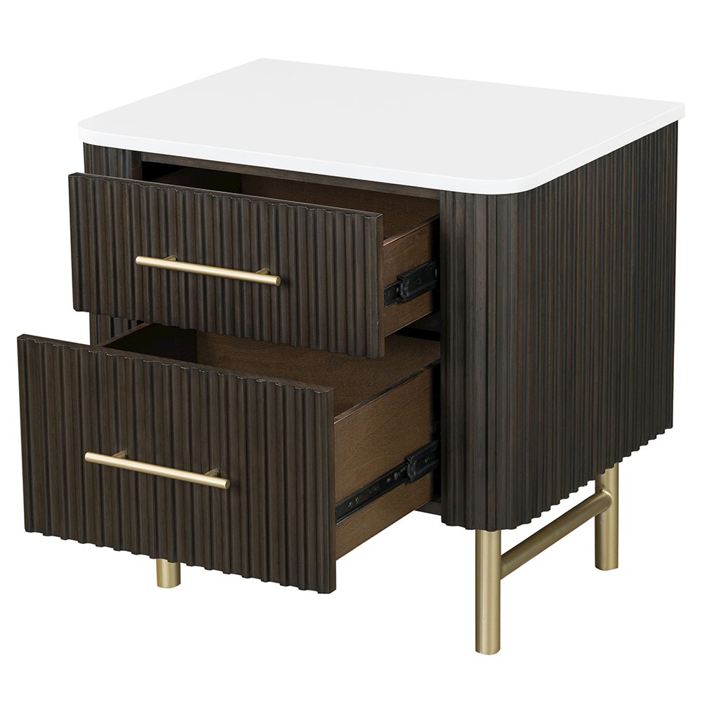 Clayten Nightstand w/Marble Top, Engineering Natural Marble Top & Espresso