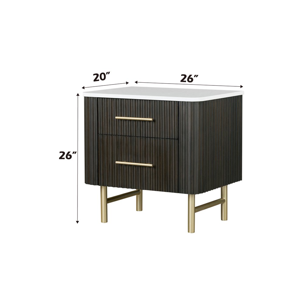 Clayten Nightstand w/Marble Top, Engineering Natural Marble Top & Espresso