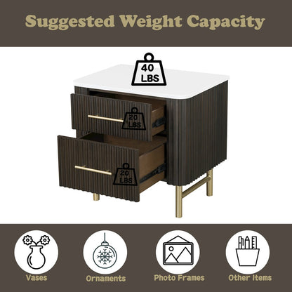 Clayten Nightstand w/Marble Top, Engineering Natural Marble Top & Espresso