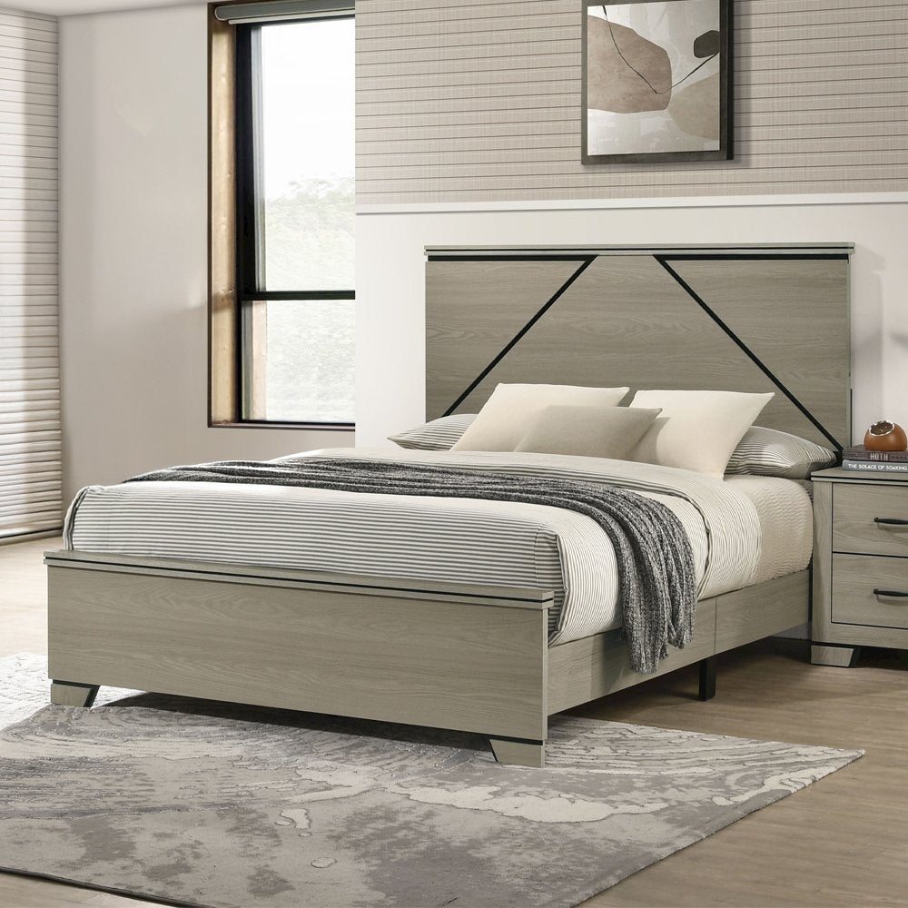 Joanna Queen Bed w/LED, Weathered Gray