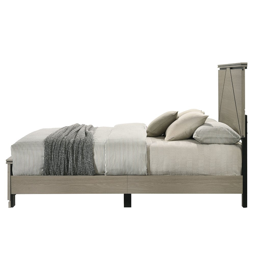 Joanna Queen Bed w/LED, Weathered Gray