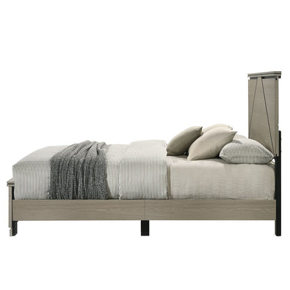 Joanna Queen Bed w/LED, Weathered Gray