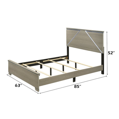 Joanna Queen Bed w/LED, Weathered Gray