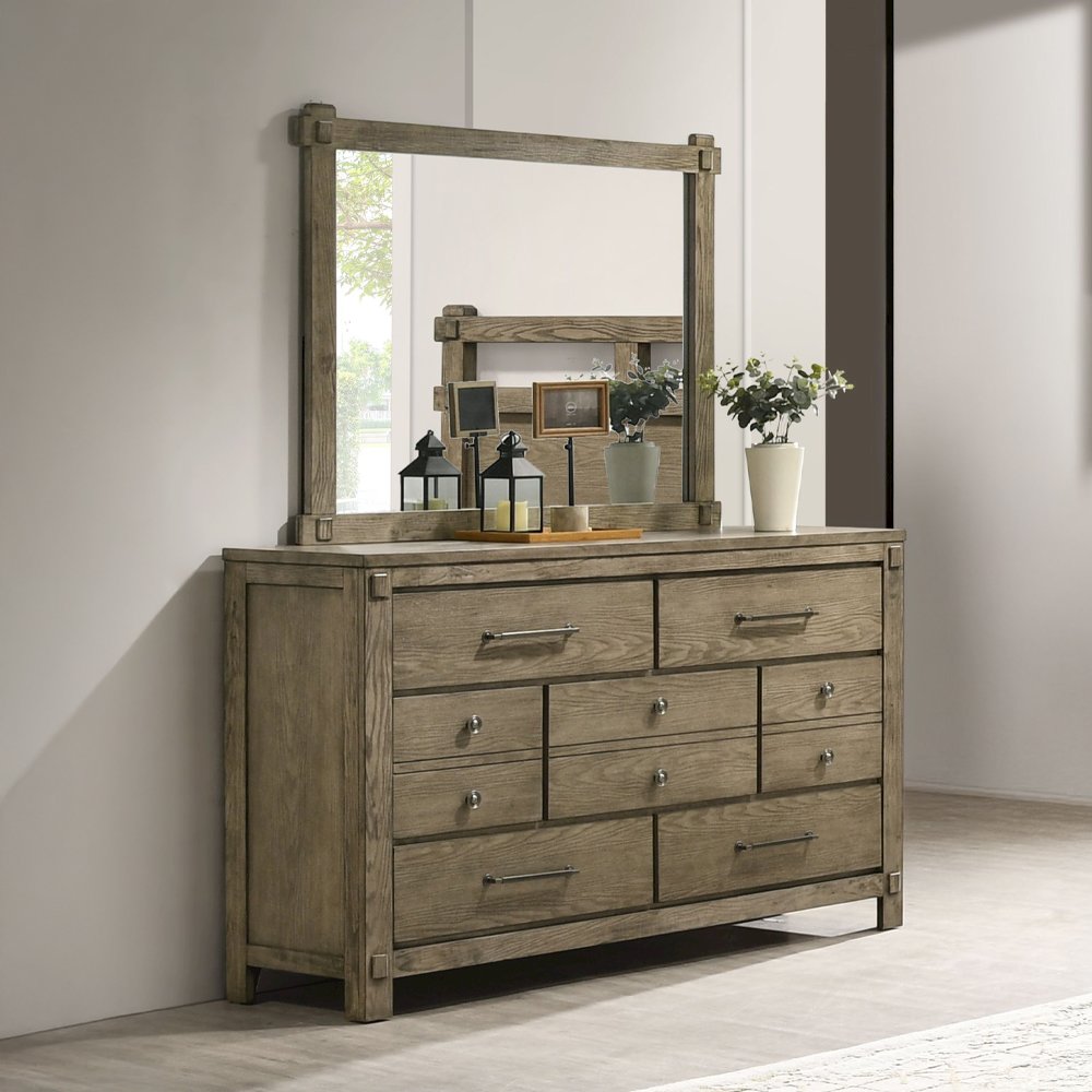 Colton Mirror, Antique White Oak