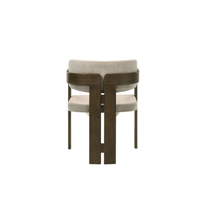 Destin Arm Chair, Light Gray Polished Microfiber & Walnut