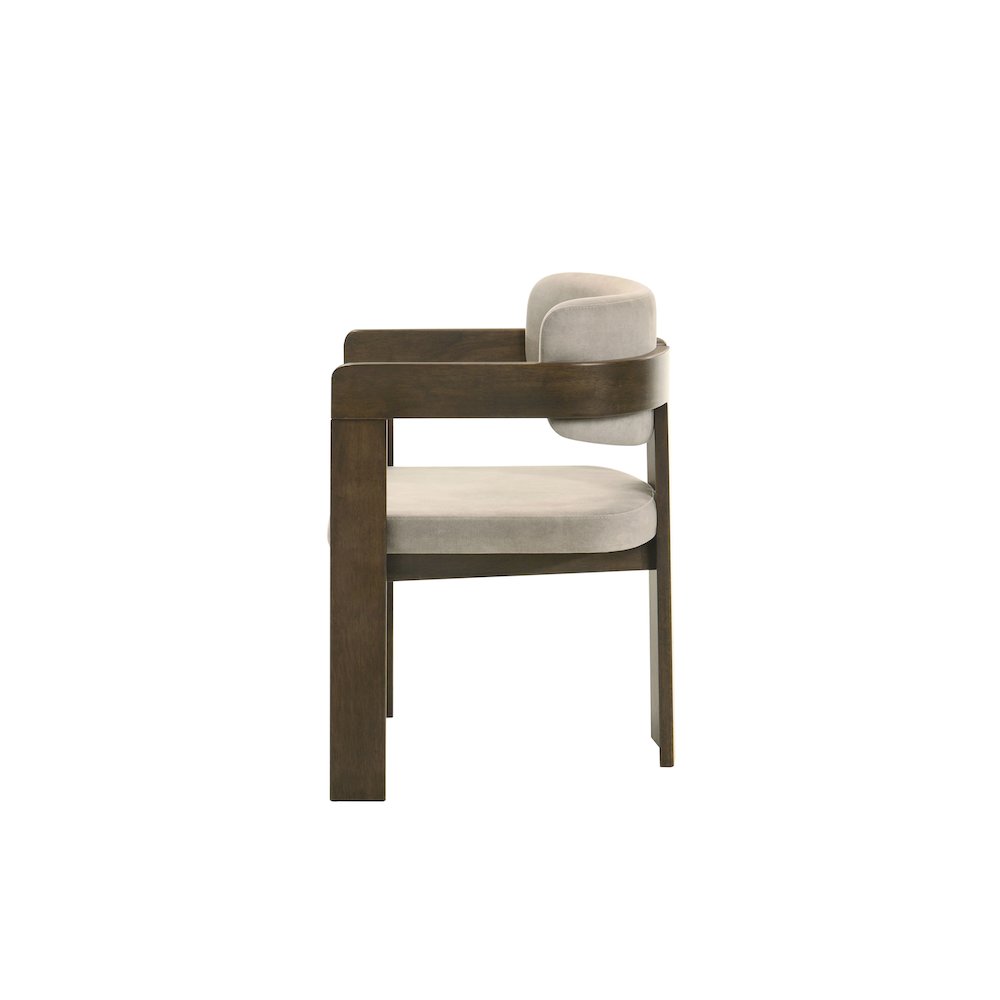 Destin Arm Chair, Light Gray Polished Microfiber & Walnut
