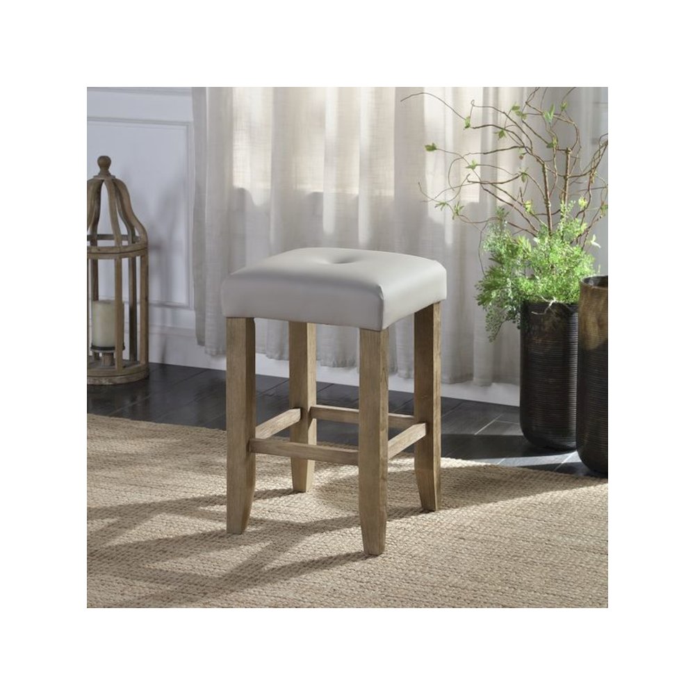 Charnell Counter Height Stool (Set-2), Gary Leatherette & Oak